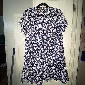 Floral Navy and White Dress